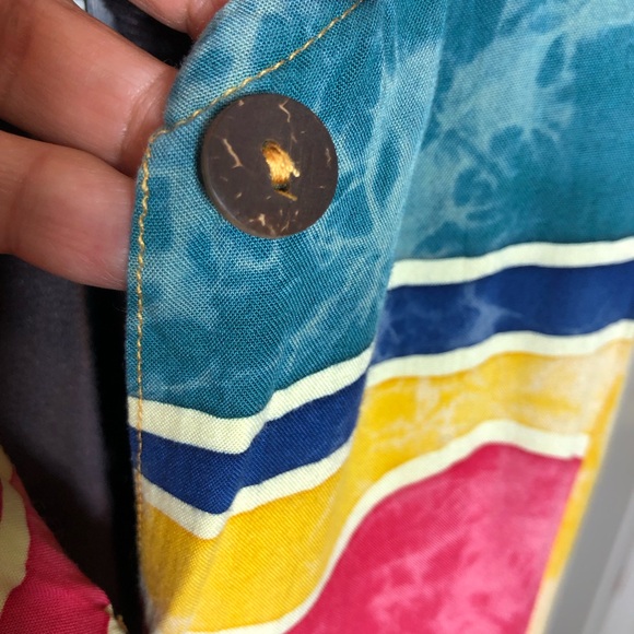 Reggae To Wear Jamaica Water Color Sleeveless Back Tie Button Down Maxi Dress M - Picture 5 of 14